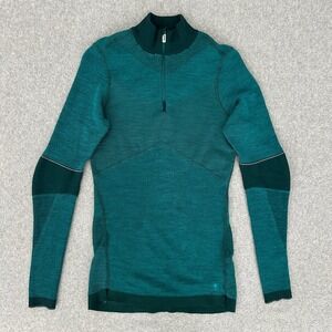 Smartwool Intraknit 250 Womens XS Deep Teal Merino Wool Quarter Zip Baselayer
